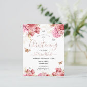 Pink Floral Butterflies Christening Budget (Staand voorkant)