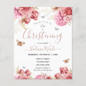 Pink Floral Butterflies Christening Budget (Voorkant)