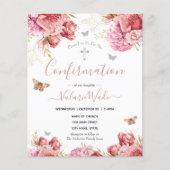 Pink Floral Butterflies First Confirmation Budget (Voorkant)