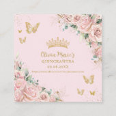Pink Floral Butterflies Quinceanera RSVP QR Code Informatiekaartje (Achterkant)