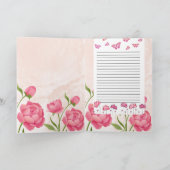 Pink Floral Butterfly Folded Greeting Card – Blank Kaart (Binnen)