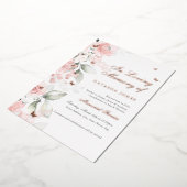 Pink Floral Butterfly Memorial Service Folie Uitnodiging (Gedraaid)