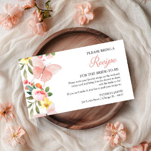 Pink Floral Butterfly Vrijgezellenfeest Recept Ver Informatiekaartje