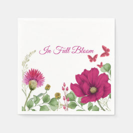 Pink Floral Butterfly Watercolor Party Napkin Servet