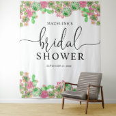 Pink Floral Cactus Cacti Succulent Vrijgezellenfee Wandkleed (In situ)