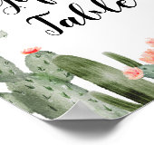 Pink Floral Cactus Gifts Table Sign. Poster (Hoek)