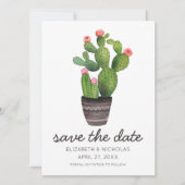 Pink Floral Cactus - sla de datum op Save The Date (Voorkant)