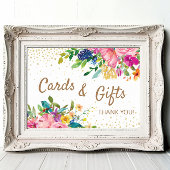Pink Floral Cards Gifts Baby Shower Poster