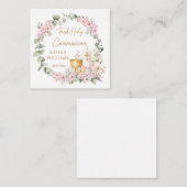 Pink Floral Chalice Candle First Holy Communion  Informatiekaartje (Voorkant / Achterkant)