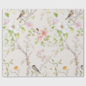 Pink Floral Chinoiserie Cadeaupapier (Vlak)