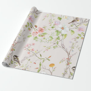 Pink Floral Chinoiserie Cadeaupapier
