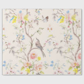 Pink Floral Chinoiserie Cadeaupapier (Vlak)