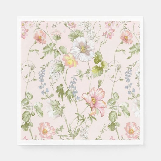 Pink Floral Chinoiserie Servet (Voorkant)