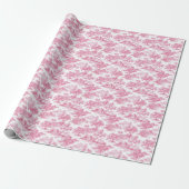 Pink Floral Chinoiserie Toile Cadeaupapier (Uitgerold)