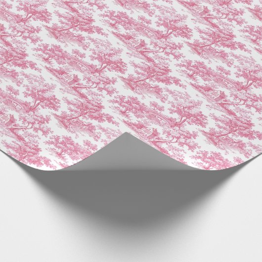 Pink Floral Chinoiserie Toile Cadeaupapier (Hoek)