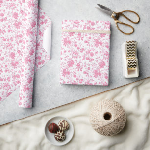 Pink Floral Chinoiserie Toile Cadeaupapier