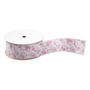Pink Floral Chinoiserie Toile Grosgrain Lint