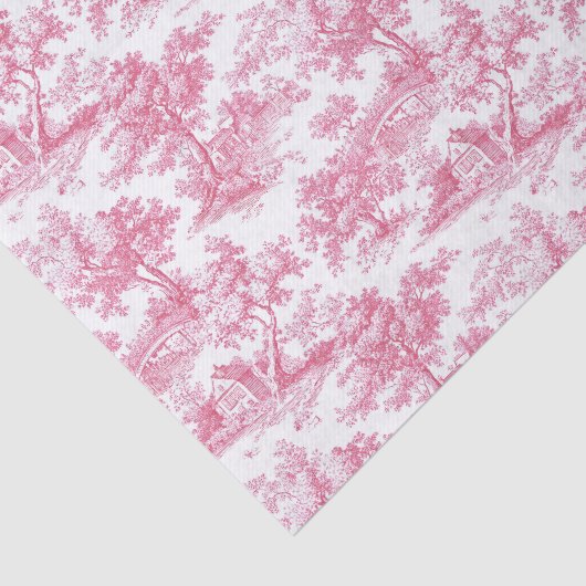 Pink Floral Chinoiserie Toile Tissuepapier (Detail)