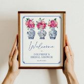 Pink Floral Chinoiserie Vrijgezellenfeest Welkom Poster