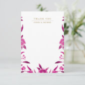 Pink floral Chinoiserie Weddenschap bedankt (Staand voorkant)