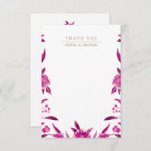 Pink floral Chinoiserie Weddenschap bedankt (Voorkant / Achterkant)