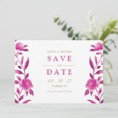 Pink floral Chinoiserie Wedding save the date (Staand voorkant)