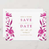 Pink floral Chinoiserie Wedding save the date (Voorkant / Achterkant)