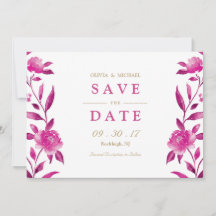 Pink floral Chinoiserie Wedding save the date