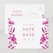 Pink floral Chinoiserie Wedding save the date Aankondigingskaart (Voorkant / Achterkant)