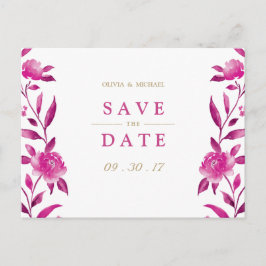 Pink floral Chinoiserie Wedding save the date Aankondigingskaart