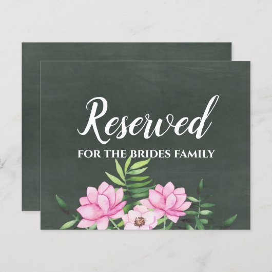 Pink Floral Chlakboard - budget voor aangepaste br (Voorkant / Achterkant)