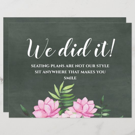 Pink Floral Chlakboard - budget voor aangepaste br (Voorkant / Achterkant)