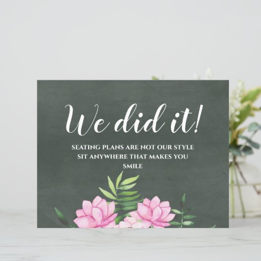 Pink Floral Chlakboard - budget voor aangepaste br (Staand voorkant)