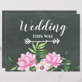 Pink Floral Chlakboard - budget voor aangepaste br (Voorkant / Achterkant)