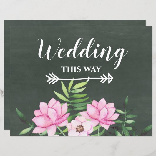 Pink Floral Chlakboard - budget voor aangepaste br (Voorkant / Achterkant)