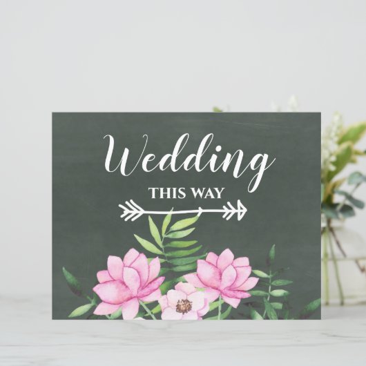 Pink Floral Chlakboard - budget voor aangepaste br (Staand voorkant)