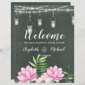 Pink Floral Chlakboard - budget voor aangepaste br (Voorkant / Achterkant)