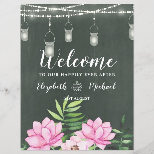 Pink Floral Chlakboard - budget voor aangepaste br (Voorkant)