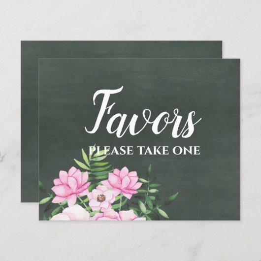 Pink Floral Chlakboard - budget voor aangepaste br (Voorkant / Achterkant)