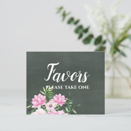 Pink Floral Chlakboard - budget voor aangepaste br (Staand voorkant)