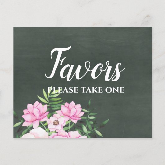 Pink Floral Chlakboard - budget voor aangepaste br (Voorkant)