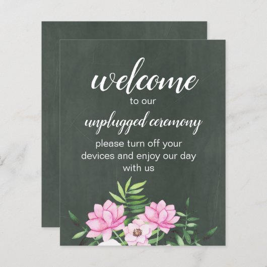 Pink Floral Chlakboard - budget voor aangepaste br (Voorkant / Achterkant)