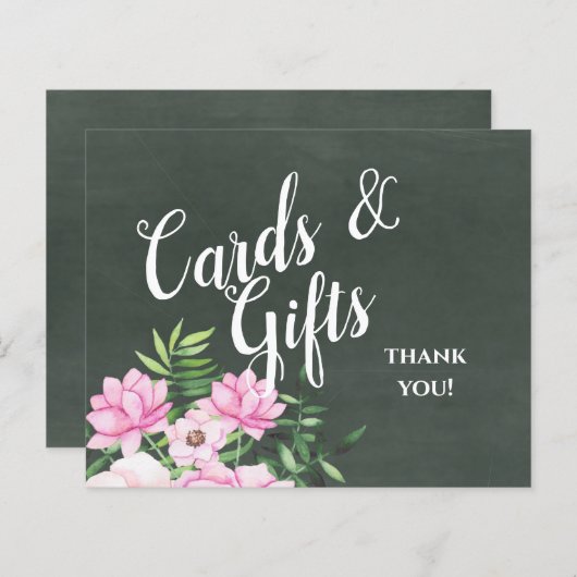 Pink Floral Chlakboard - budget voor aangepaste br (Voorkant / Achterkant)