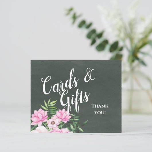 Pink Floral Chlakboard - budget voor aangepaste br (Staand voorkant)