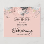 Pink Floral Christening Save the Date Budget (Voorkant)