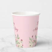 Pink Floral Church Mother's Day Papieren Bekers (Links)