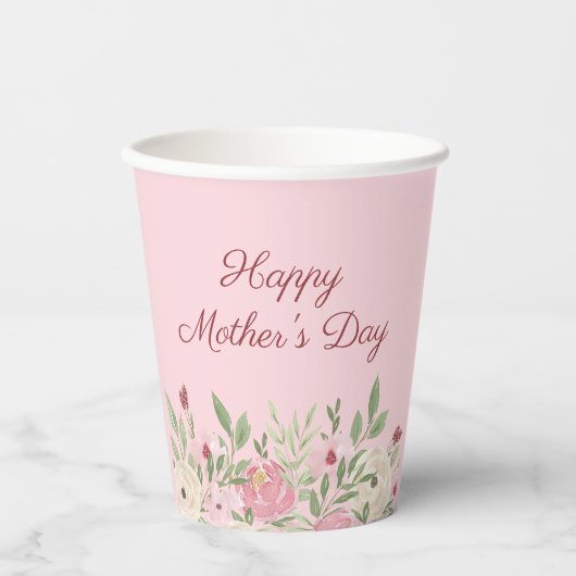 Pink Floral Church Mother's Day Papieren Bekers (Voorkant)
