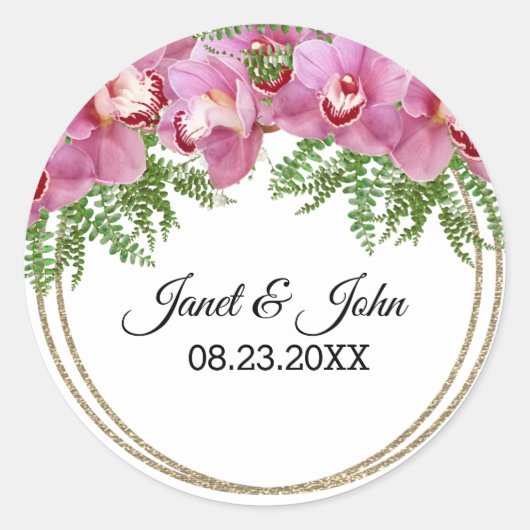 Pink Floral Classic Round Sticker (Voorkant)