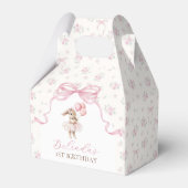 Pink Floral Coquette Bow Bunny 1st Birthday Bedankdoosjes (Voorkant Zijde)