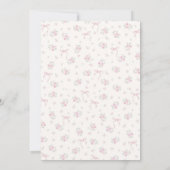 Pink Floral Coquette Bow Bunny 1st Birthday Bedankkaart (Achterkant)